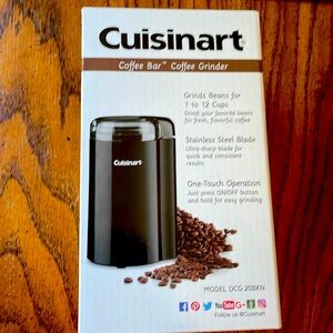 new coffee grinder by Cuisinart.  Grinds beans for 1-12 cups. Model DCG-20BKN